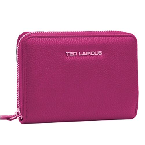 Portefeuille zippé 'Ted Lapidus' fuschia - 15. 5x10. 5x2. 5