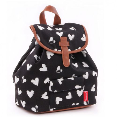 PROMOTION ! Sac à dos créateur 'Milky Kiss' noir (coeurs) - 28x27x16 cm