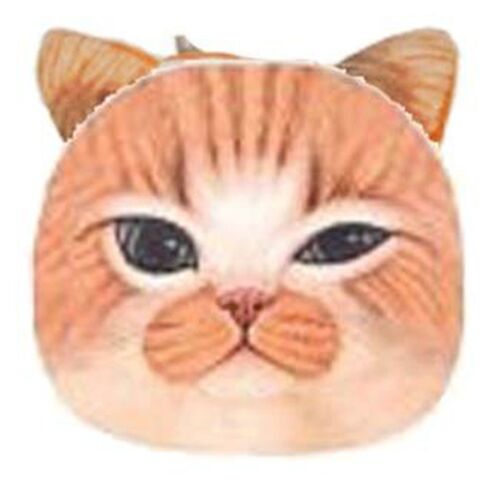 PROMOTION ! Porte-monnaie 'Chats' orange beige - 12x10 cm