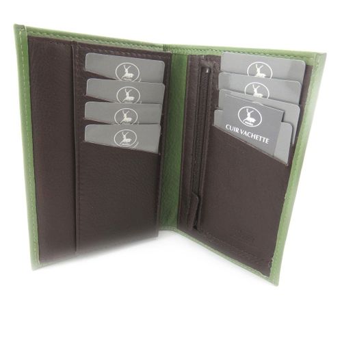 PROMOTION ! Portefeuille Cuir 'Frandi' vert marron