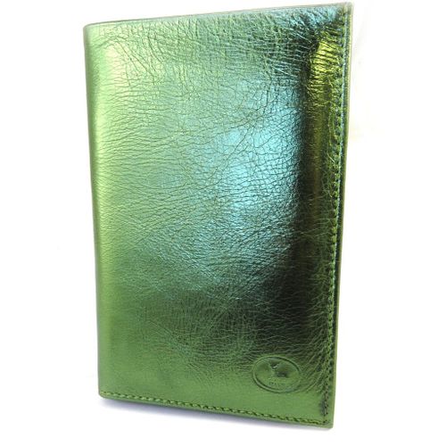 Portefeuille Cuir 'Frandi' vert métal (cartes +)