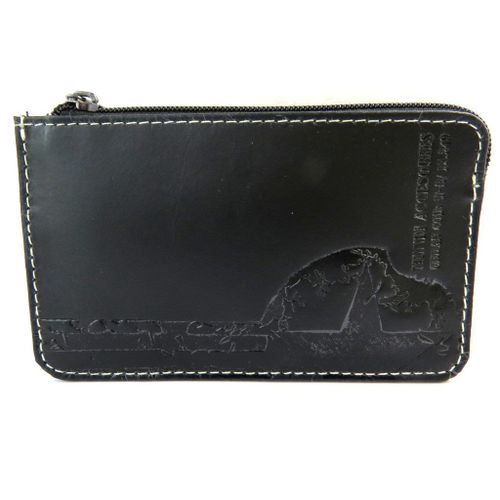 PROMOTION ! Porte-monnaie cuir 'Mundi' noir - 12x7. 5 cm