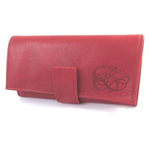 PROMOTION ! Grand porte-monnaie cuir pailleté 'Les Trésors De Lily' rouge - 16x8x3 cm
