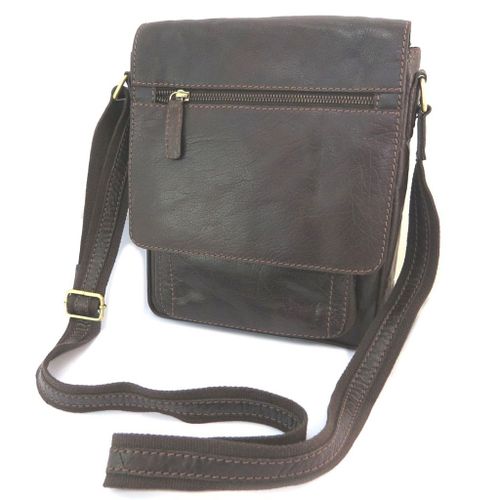 PROMOTION ! Sac cuir 'Gianni Conti' marron vintage - 27x22x10 cm