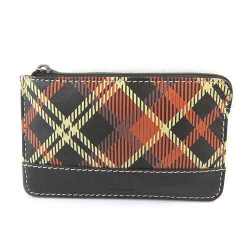 PROMOTION ! Porte-monnaie cuir 'Mundi' marron orange (scottish) - 12x7. 5 cm