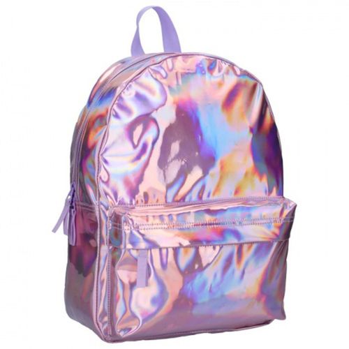 PROMOTION ! Sac à dos créateur 'Milky Kiss' rose holographique - 39x29x12 cm