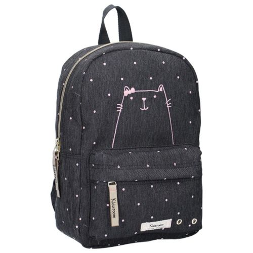 PROMOTION ! Sac à dos créateur 'Les Chats' gris rose - 36x25x12 cm