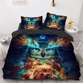 Parure De Lit Univers Fantastique, 100 % Coton À Fibres Longues, Respirante, Légère, Avec Fermeture À Boutons Dissimulés, Motif Hibou