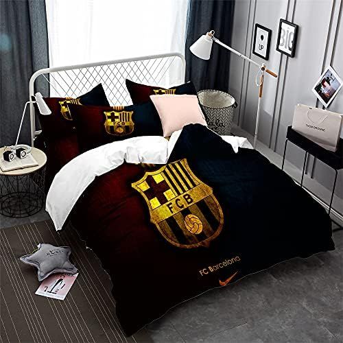 Équipe De Football Fc Barcelona Housse De Couette Légère En Microfibre Housse De Couette Douce Ensemble De Literie Chanter Double King Size