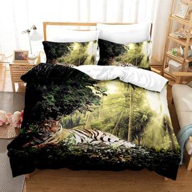 Parure De Lit Motif Tigre, Housse De Couette Imprimée En 3d Avec Taies D'oreiller, Pour Lit Double Ou King Size
