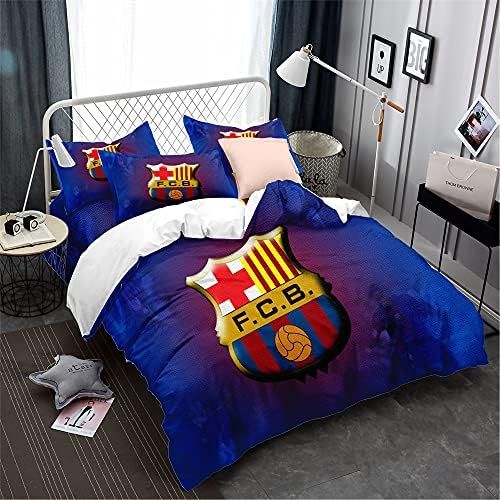 Équipe De Football Fc Barcelona Housse De Couette Légère En Microfibre Housse De Couette Douce Ensemble De Literie Chanter Double King Size