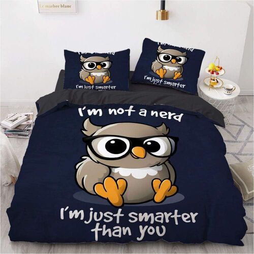 Parure De Lit En Coton Motif Pingouin, Dauphin, Escargot, Housse De Couette 135 X 200 Cm Et 2 Taies D'oreiller 80 X 80 Cm Certifiées Oeko-Tex Standard 100.