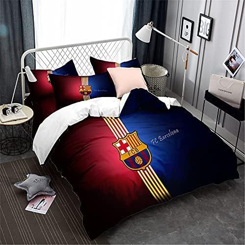 Équipe De Football Fc Barcelona Housse De Couette Légère En Microfibre Housse De Couette Douce Ensemble De Literie Chanter Double King Size
