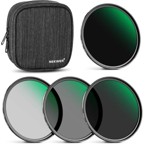 NEEWER Kit de filtres ND 67mm ND1000+ND64+ND8 +ND4,Haute-définition/30 Couches Nano rêvetement/Ultra Fin/Cadre en Alliage d'Aluminium/Hydrofuge/Anti Rayures Filtre Densité Neutre