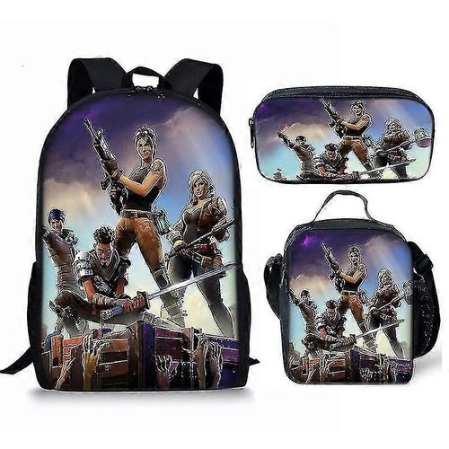 Sac a dos Fortnite grande capacite, ensemble de trois pieces, sac a dos peripherique, sac d'ecole pour etudiant, sac a bandouliere 12