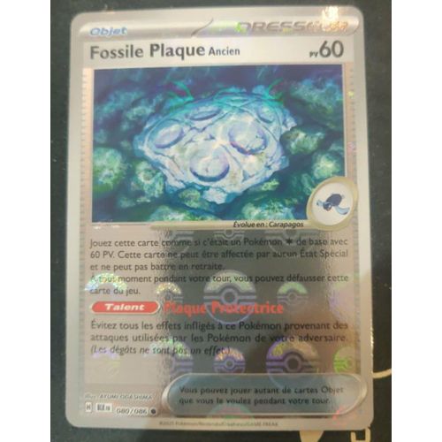 Pokemon Fossile Plaque Ancien 080 / 086 Reverse Pokeball N&B 10.5
