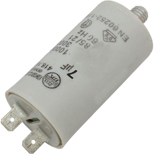 Condensateur de démarrage 416.10.85 B [incl. fiche 6,3x0,8mm] | Condensateur moteur 7µF 425V 30x56mm I Condensateur dans boîtier plastique iso