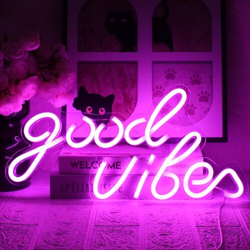 Neon Good Vibes Signs,Good Neon Signs Good Vibes Enseigne Au Néon Lumières Au Néon De Led Pour La Décoration De Barre De Partie D'hôtel De Pièce Neon