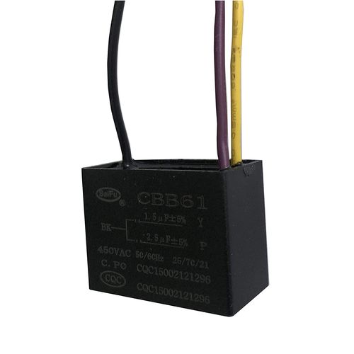 Cbb61 1,5 Uf + 2,5 Uf 3 Câbles 450 Vac Ventilateur de plafond condensateur