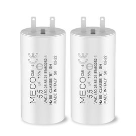 Lot de 2 Condensateurs 5,5 µF pour Moteur de Volet Roulant SOMFY 10 Nm - Compatibles avec Moteurs Tubulaires nécessitant des Cosses Faston 2,8 mm - MECO