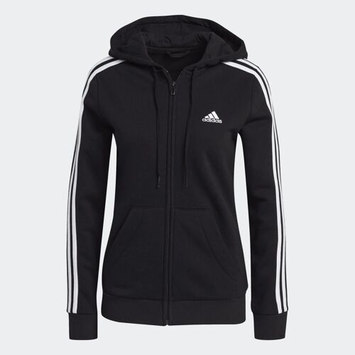 Veste À Capuche Essentials Fleece 3-Stripes Full-Zip Adidas - Black / White - S