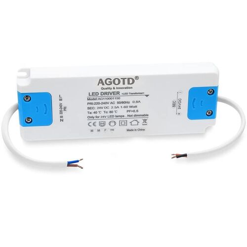 Transformateur LED 24V 60W, Alimentation Entr¿¿e 220-240V sortie 2.5A LED Driver Convertisseur Conducteur Alimentation de Tension Constante