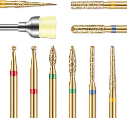 Lot De 10 Forets À Ongles Diamantés De 3/32" Pour Perceuse À Ongles E - Pour Manucure Et Pédicure En Gel Acrylique - Outils De Soins Des Ongles En Salon Et À Domicile - Doré 