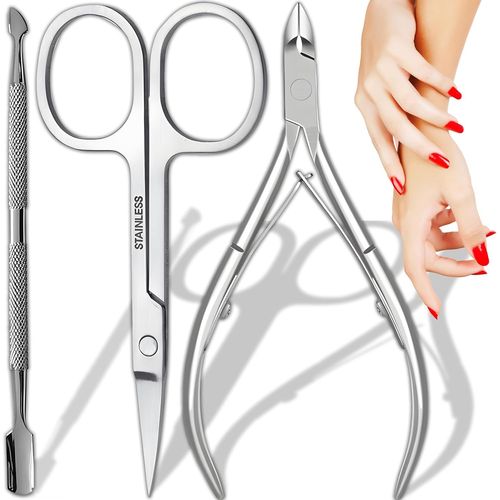 Pince À Ongles Tranchante & Inoxydable & Ciseaux À Cuticules De Précision Avec Coupe Lisse & Pousse Cuticules Double Face En Acier Inoxydable Pour Les Ongles Incarnés Des Pieds