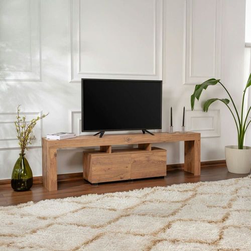 Meuble Tv Moderne 180 Cm 2 Portes Décor Pin