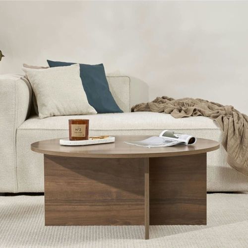 Table Basse Ronde Moderne - Décor Noyer