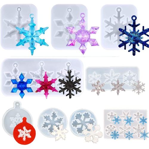 18 Designs Christmas Snowflake Resin Epoxy Resin Silicone Mould For Casting Epoxy Crystal Molds For Diy Crafts Moulding With Resin Jewellery Pendant Necklace