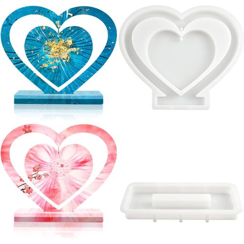 TIANYI-Moule Cadre en Silicone Moule Coeur Silicone Photo en Silicone Résine Moules en Résine Époxy Forme de C?ur Époxy Moules Silicone Époxy Moule pour DIY Cadres Photo Décoration