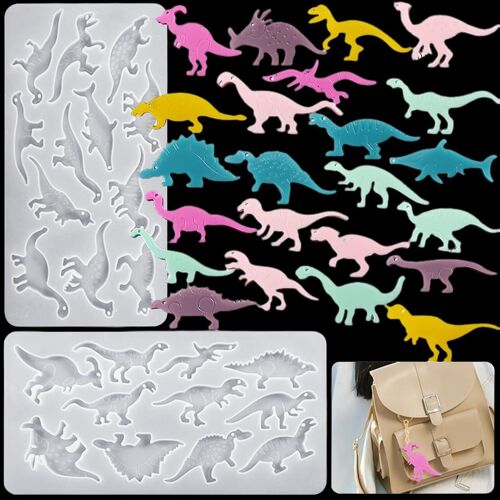Set Of 2 Dinosaur Resin Epoxy Moulding Moulds 3d Animal Silicone Moulds For Casting Resin Casting Mould Jewellery For Diy Pendant Bracelet Keyring