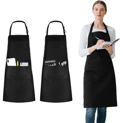 Kjakl-Tablier De Cuisine Pour Homme Et Femme - 80 Cm X 70 Cm - Tablier De Barbecue - Tablier De Serveur - Tablier Noir - Pour La Pâtisserie, Le Barbecue, Le Coiffeur