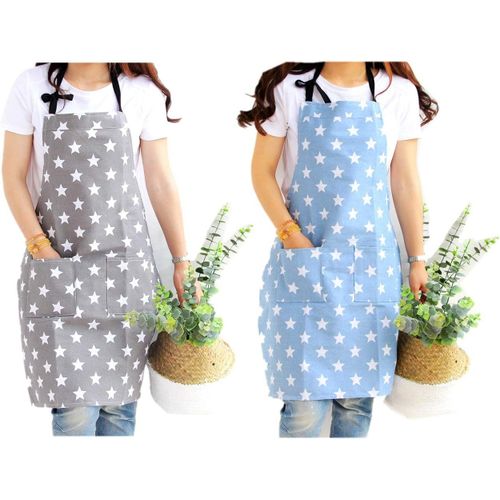 2 X Étoile Chefs Tablier De Cuisine Tablier En Toile De Coton Avec 2 Poches Pour Femmes Filles Adultes Pour Maison Cuisine Restaurant Cuisine Barbecue Jardin