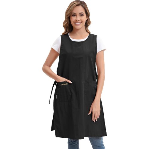 Mevronisshop-Femmes Hommes Tablier De Cuisine Imperméable Avec Poches Longue Robe De Maison Blouse De Cuisine Peinture De Pâtisserie