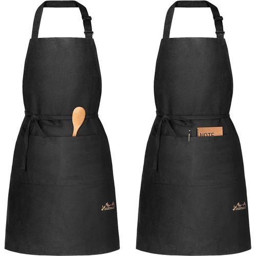 Tianyi-2 Pack Tabliers De Cuisine,Tablier Réglable Avec Poches Pour Cuisine Familial, Restaurant Jardin Barbecue École Café Tablier Pour Chef Boulanger Serveurs Serveuse
