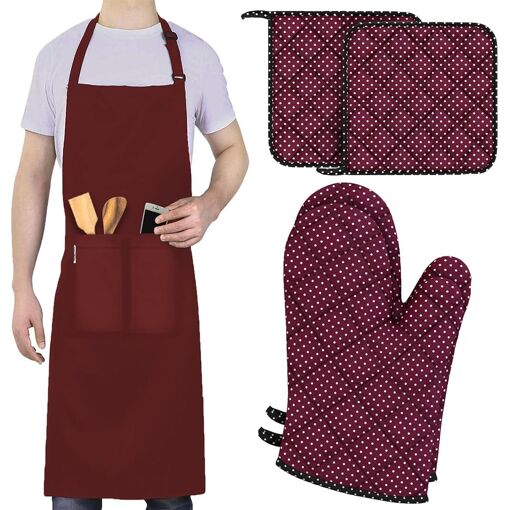 Ehuihuan Lot De 2 Demi-tabliers De Cuisine Unisexes - Polyester, 68 X 70 Cm, Réglables, Avec Poche