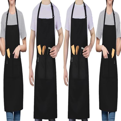 Tianyi-® Tablier De Cuisine Femme, Étanche Avec 3 Poches, Tablier Cuisine Homme Réglable Avec De Longues Lanières, Professionnel Tabliers Homme Femme, Barbecue,Restaurant,Café,Jardinage,Serveurs,Écol