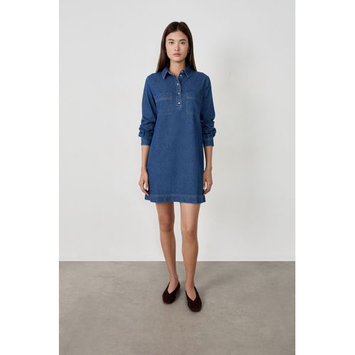 Robe Manches Longues En Coton - Desiro - S - Indigo Fonce - Femme - Etam