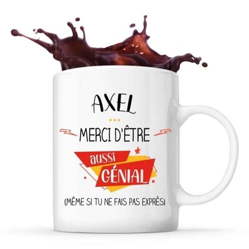 Mug - Axel - Tasse Cadeau - Céramique - Blanc - Compatible Lave-Vaisselle