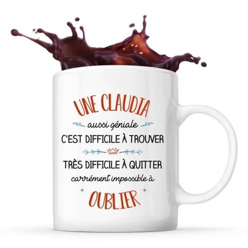 Mug - Une Claudia - Céramique - Blanc - Cylindrique - Compatible Lave-Vaisselle
