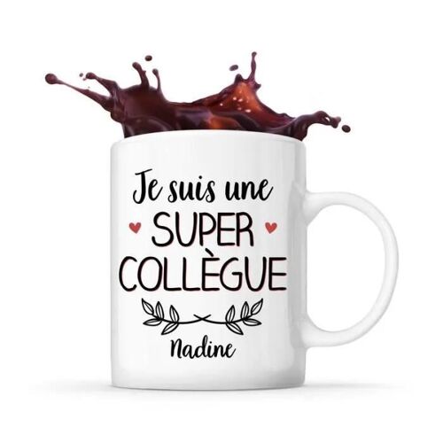 Mug - Nadine - Tasse Cadeau - Céramique - Blanc - Cylindrique