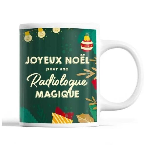 Mug - Noël Radiologue Femme - Céramique - Imprimé Recto/Verso - 325 Ml - Vert