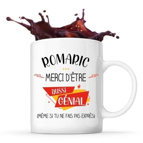 Mug - Romaric - Tasse Cadeau - Céramique - Blanc - Cylindrique