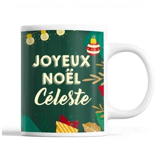 Mug - Noël Céleste - Vert - Céramique - 325 Ml - Résistant Lave-Vaisselle Et Micro-Onde