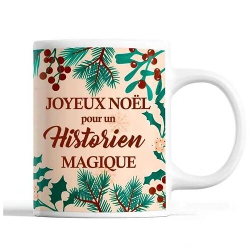 Mug - Noël - Historien Homme - Céramique - Beige - 325 Ml