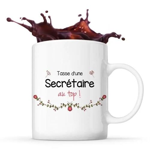 Mug - Secrétaire Au Top - Céramique - 325 Ml - Résistant Lave-Vaisselle - Design Imprimé