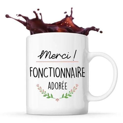 Mug - Merci Fonctionnaire - Céramique - Imprimé Recto/Verso - 325 Ml