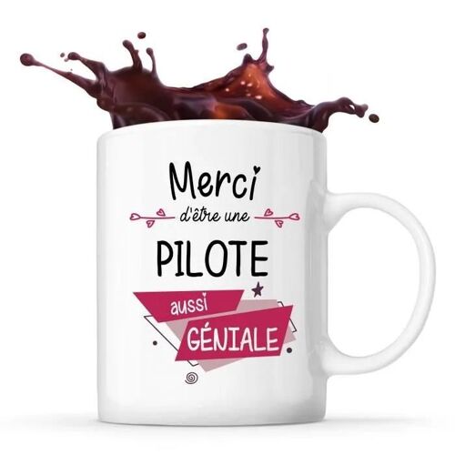 Mug Merci Pilote Géniale | Tasse Idée Cadeau Collègue Travail Retraite